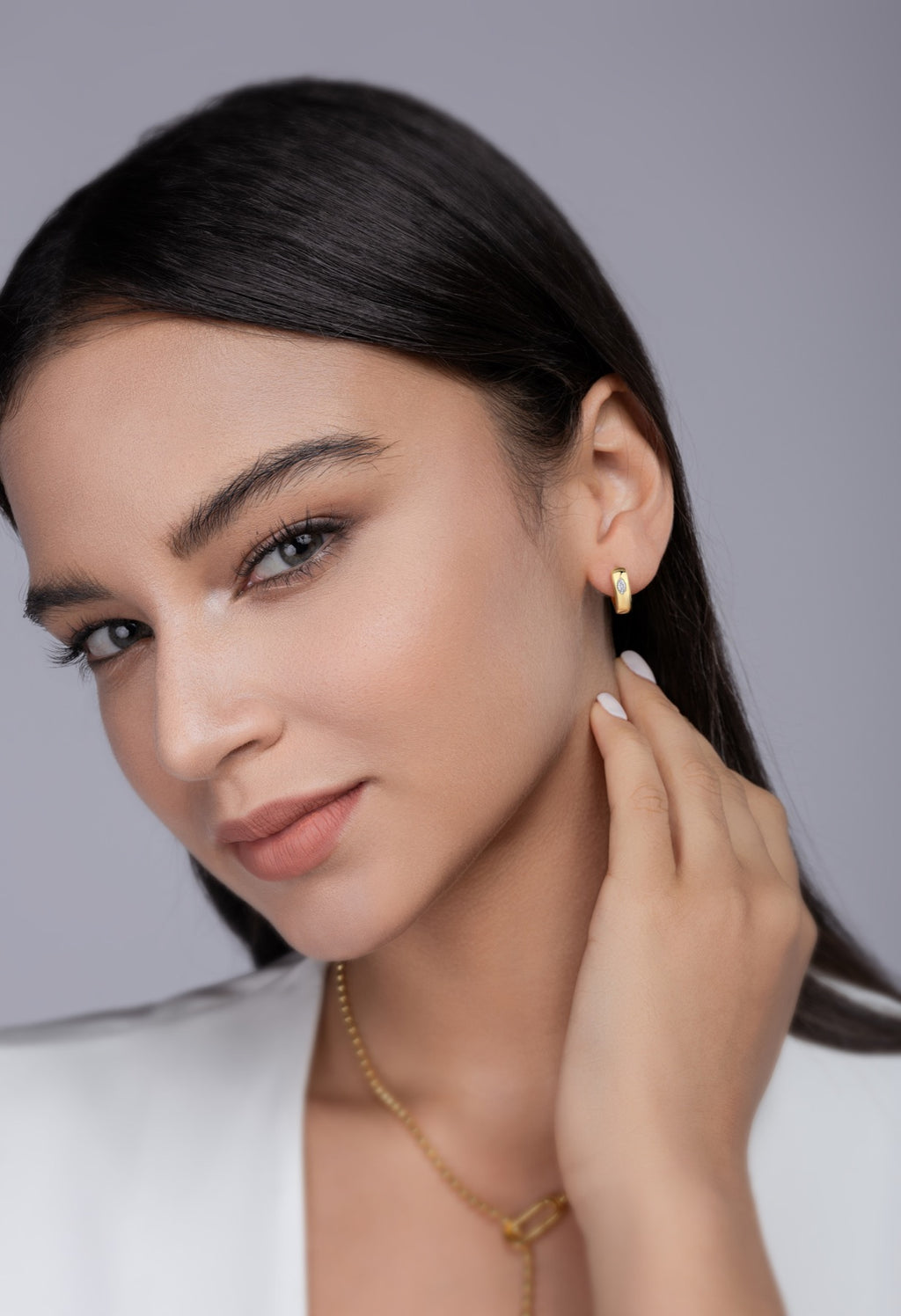 Aurum Marquise-Cut Moissanite Hoop Earrings in Gold-Tone Sterling Silver