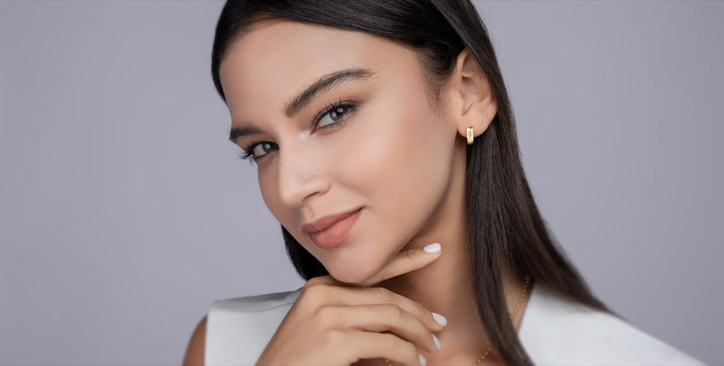 Aurum Marquise-Cut Moissanite Hoop Earrings in Gold-Tone Sterling Silver