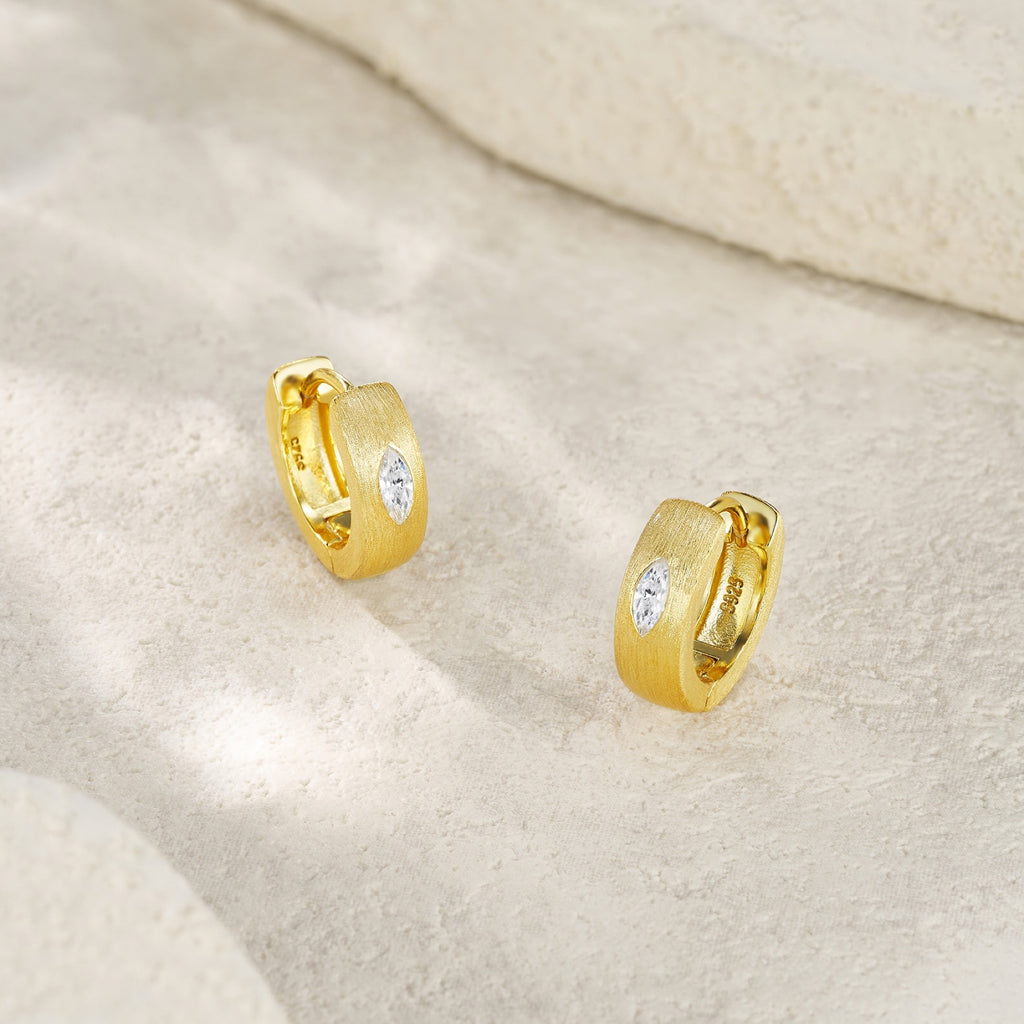Aurum Marquise-Cut Moissanite Hoop Earrings in Gold-Tone Sterling Silver