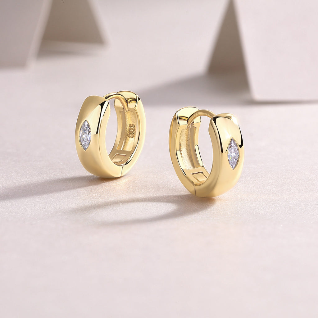 Aurum Marquise-Cut Moissanite Hoop Earrings in Gold-Tone Sterling Silver