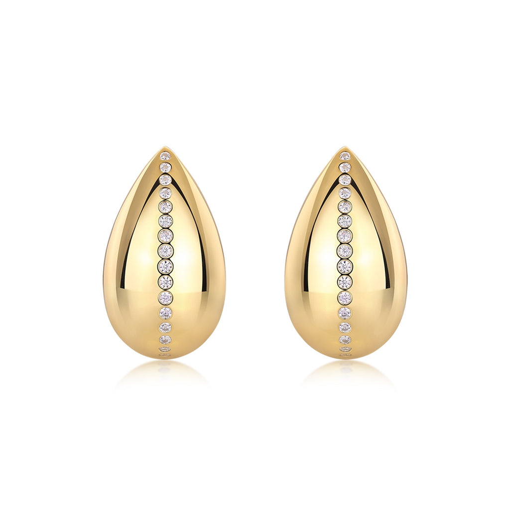 Larme Moissanite Teardrop Stud Earrings in Gold-Tone Sterling Silver