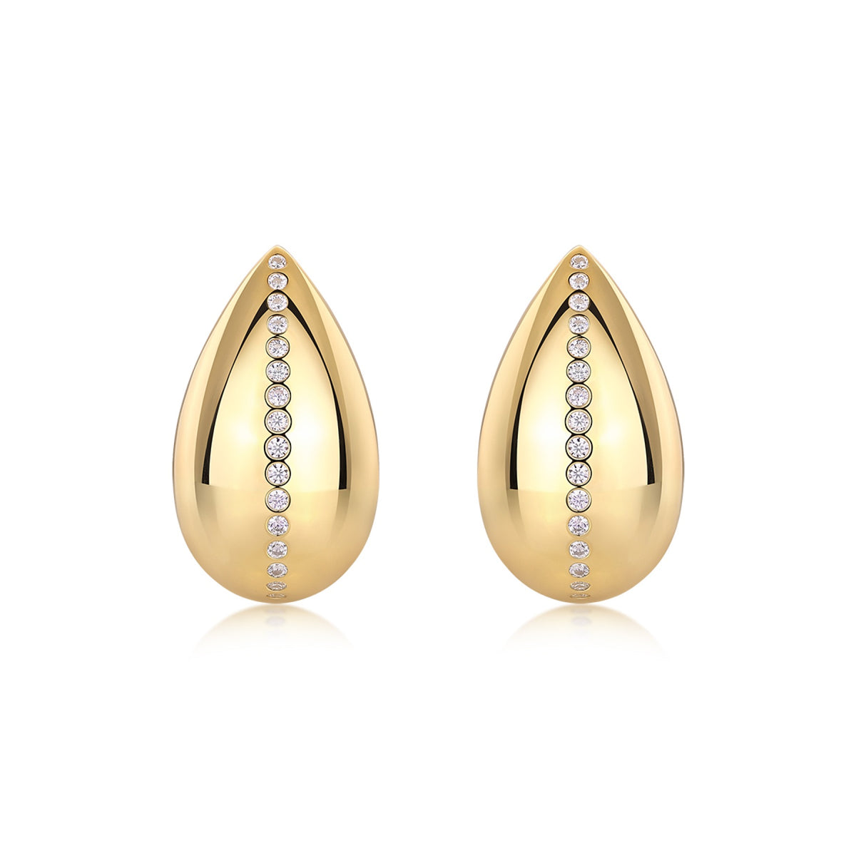 Larme Moissanite Teardrop Stud Earrings in Gold-Tone Sterling Silver