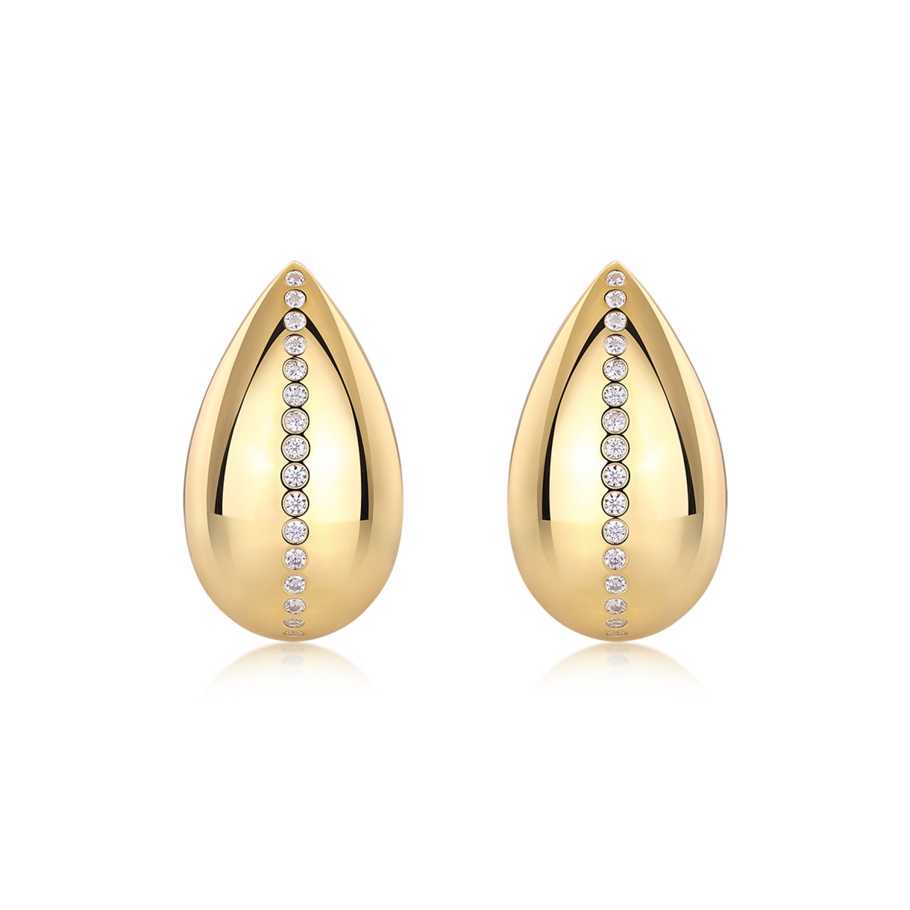 Larme Moissanite Teardrop Stud Earrings in Gold-Tone Sterling Silver