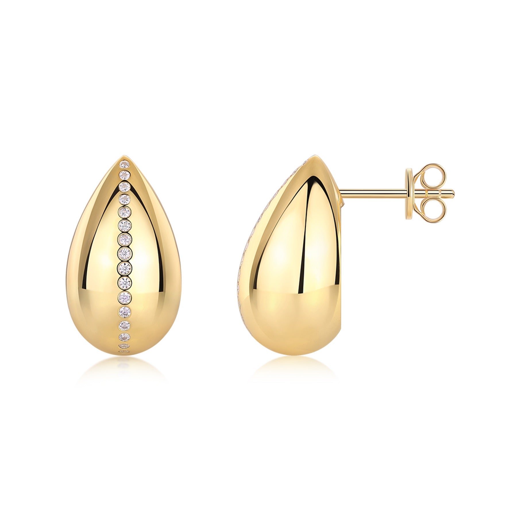 Larme Moissanite Teardrop Stud Earrings in Gold-Tone Sterling Silver