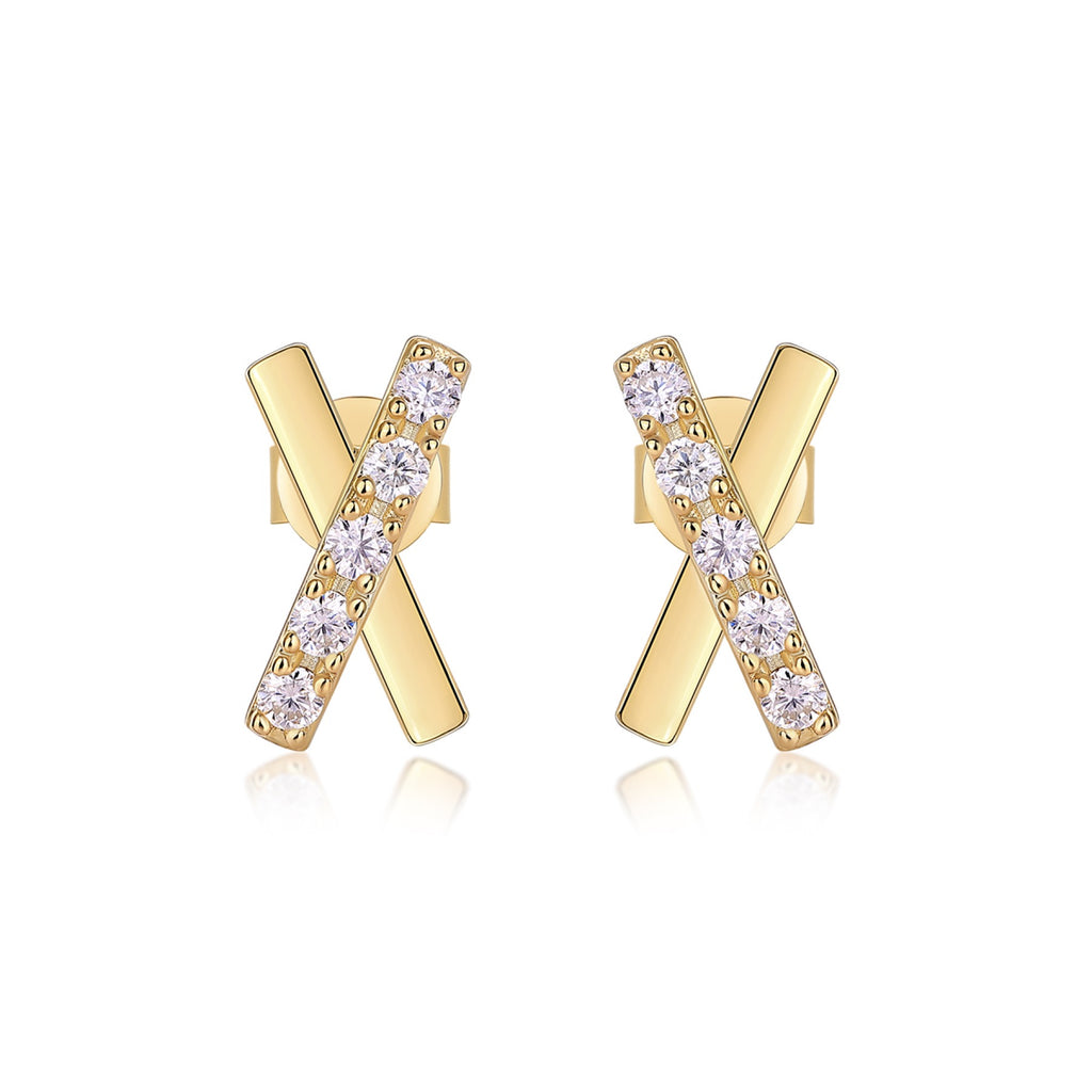 Bacio Moissanite Ear Climber Earrings in Gold-Tone Sterling Silver