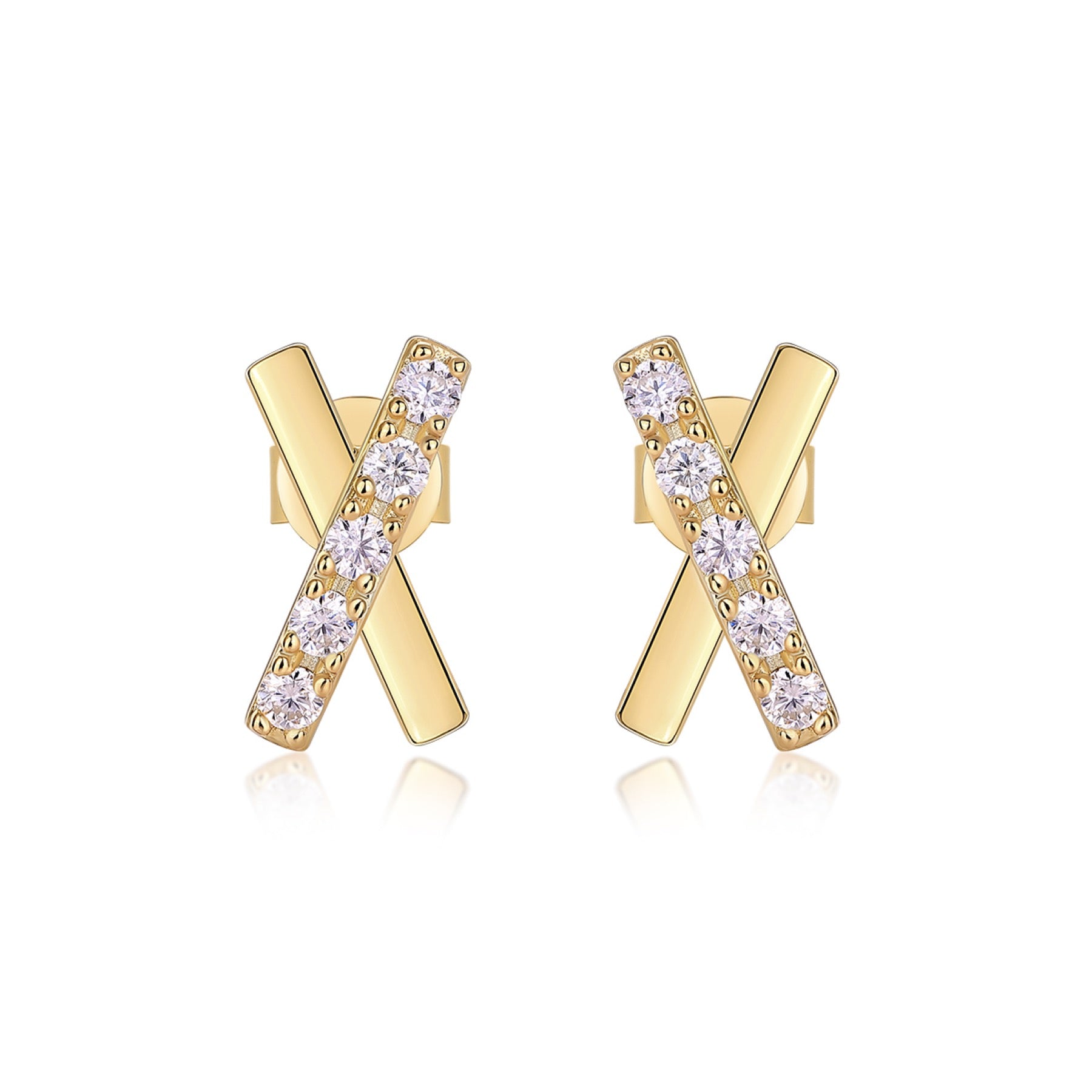 Bacio Moissanite Ear Climber Earrings in Gold-Tone Sterling Silver