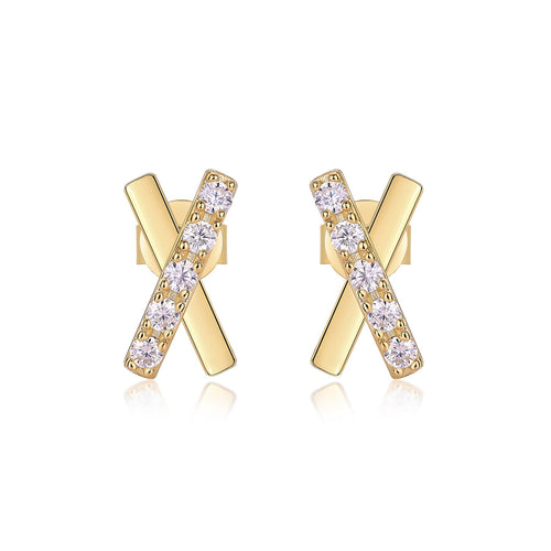 Bacio Moissanite Ear Climber Earrings in Gold-Tone Sterling Silver