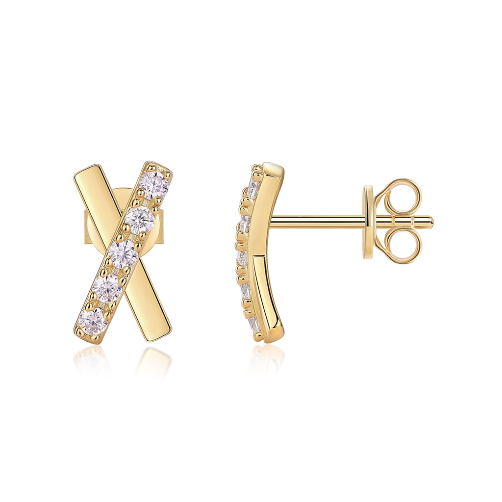 Bacio Moissanite Ear Climber Earrings in Gold-Tone Sterling Silver