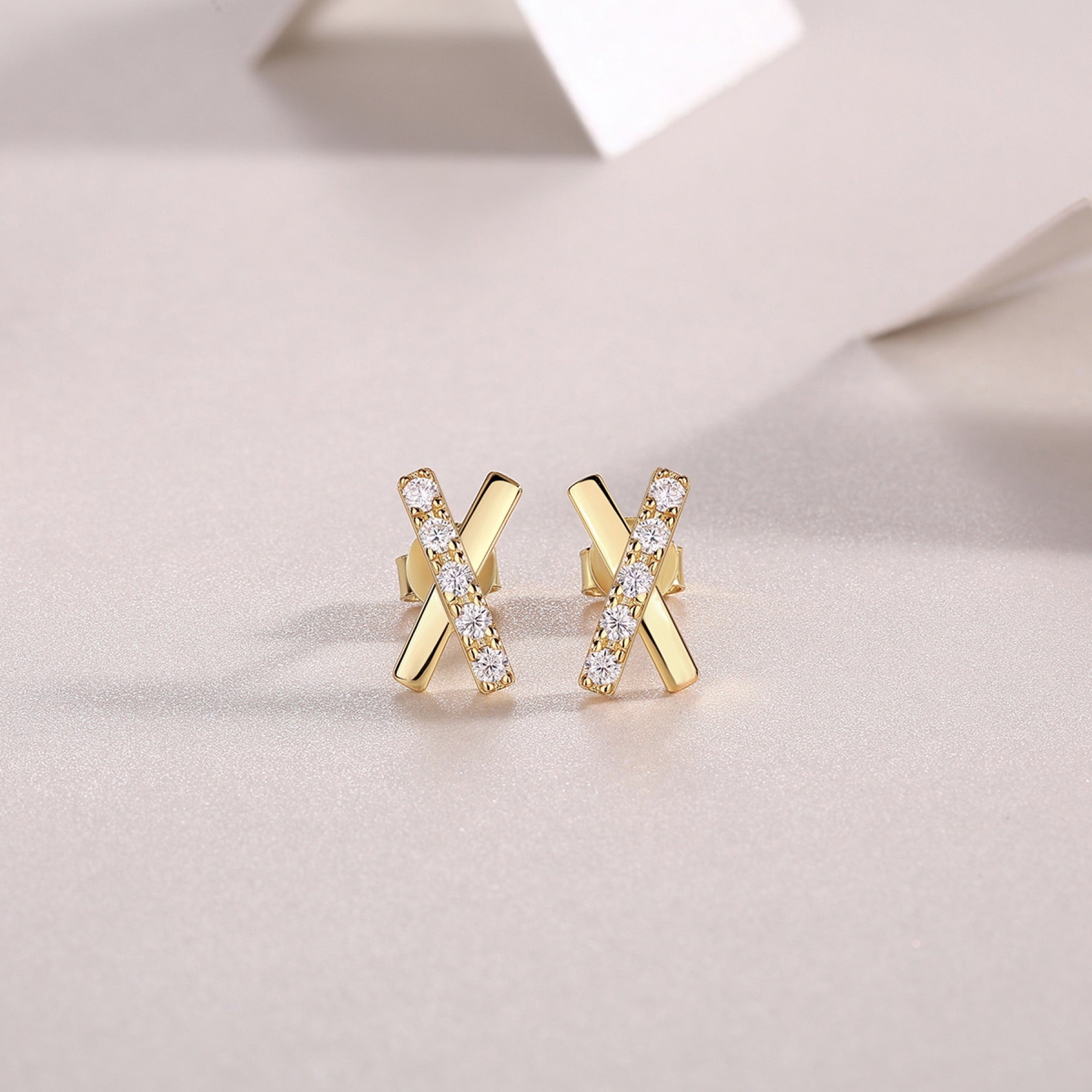 Bacio Moissanite Ear Climber Earrings in Gold-Tone Sterling Silver