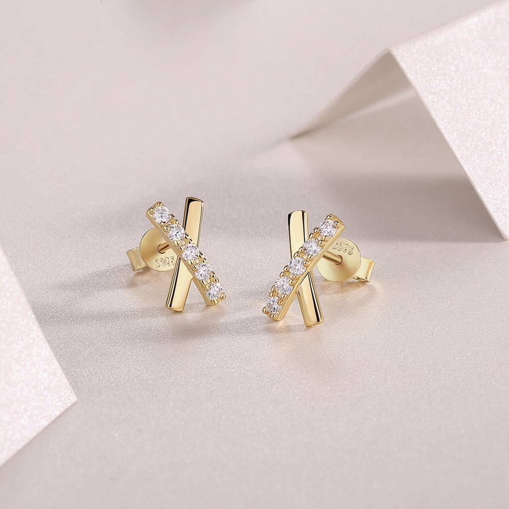 Bacio Moissanite Ear Climber Earrings in Gold-Tone Sterling Silver