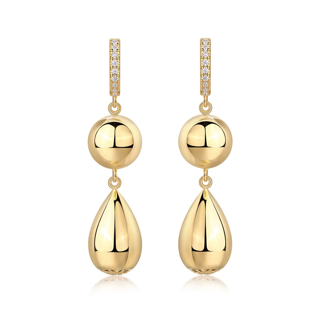 Calabash Moissanite Drop Earrings in Gold-Tone Sterling Silver