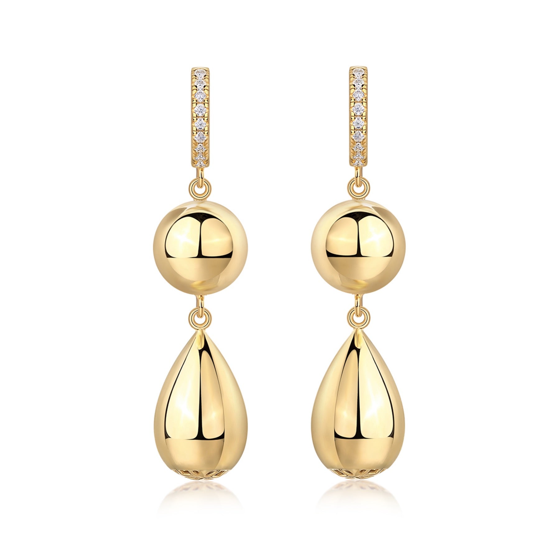 Calabash Moissanite Drop Earrings in Gold-Tone Sterling Silver