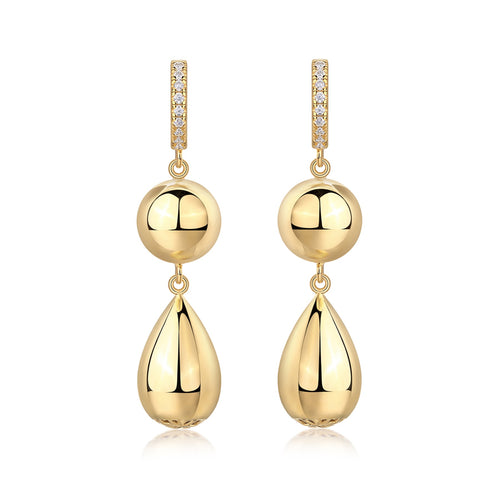 Calabash Moissanite Drop Earrings in Gold-Tone Sterling Silver