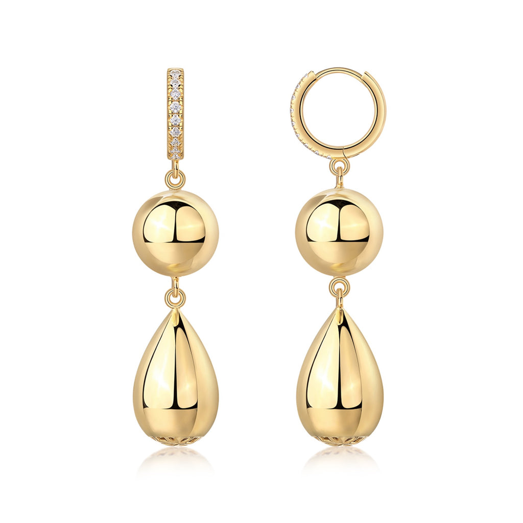 Calabash Moissanite Drop Earrings in Gold-Tone Sterling Silver