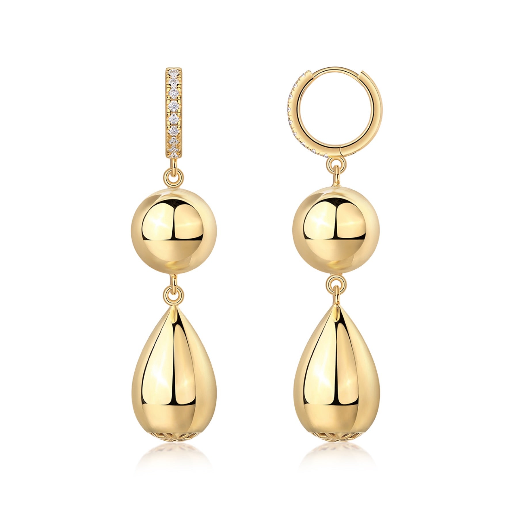 Calabash Moissanite Drop Earrings in Gold-Tone Sterling Silver
