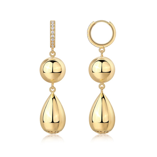 Calabash Moissanite Drop Earrings in Gold-Tone Sterling Silver