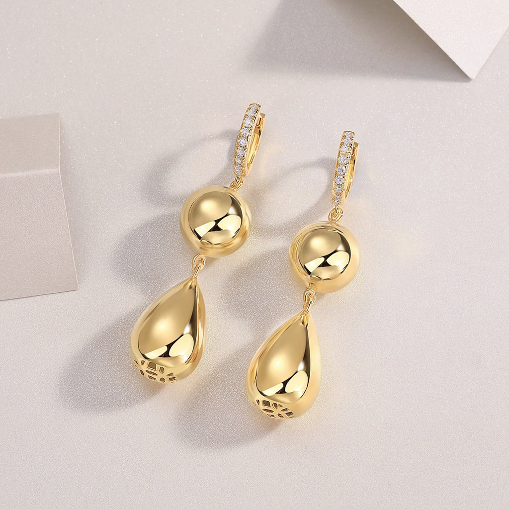 Calabash Moissanite Drop Earrings in Gold-Tone Sterling Silver