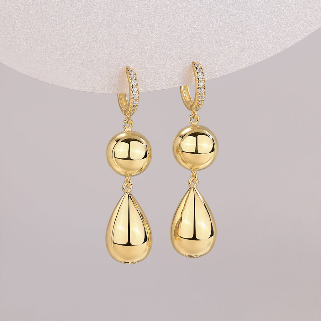Calabash Moissanite Drop Earrings in Gold-Tone Sterling Silver