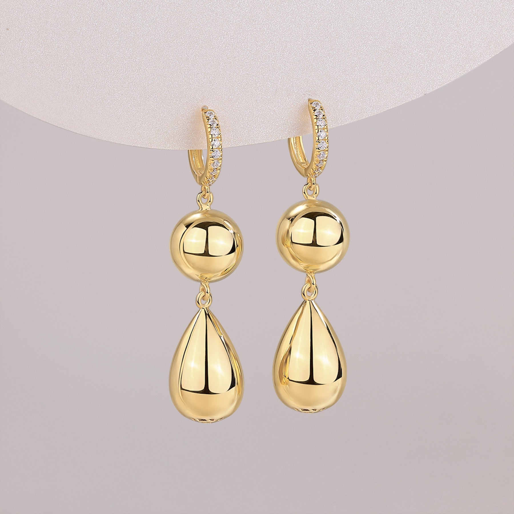 Calabash Moissanite Drop Earrings in Gold-Tone Sterling Silver