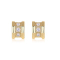 Quadretto Moissanite Geometric Stud Earrings in Gold-Tone Sterling Silver