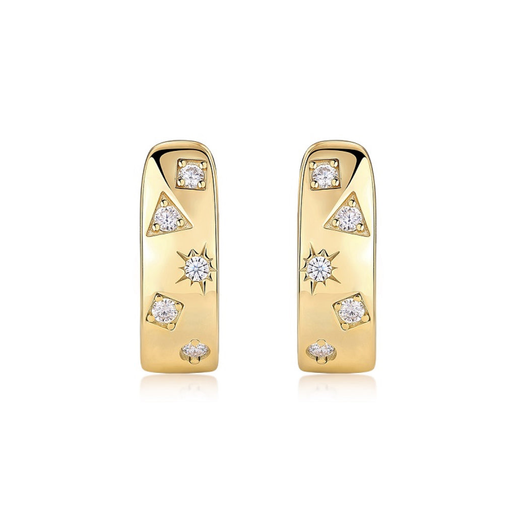 Cosmo Moissanite Huggie Hoop Earrings in Gold-Tone Sterling Silver