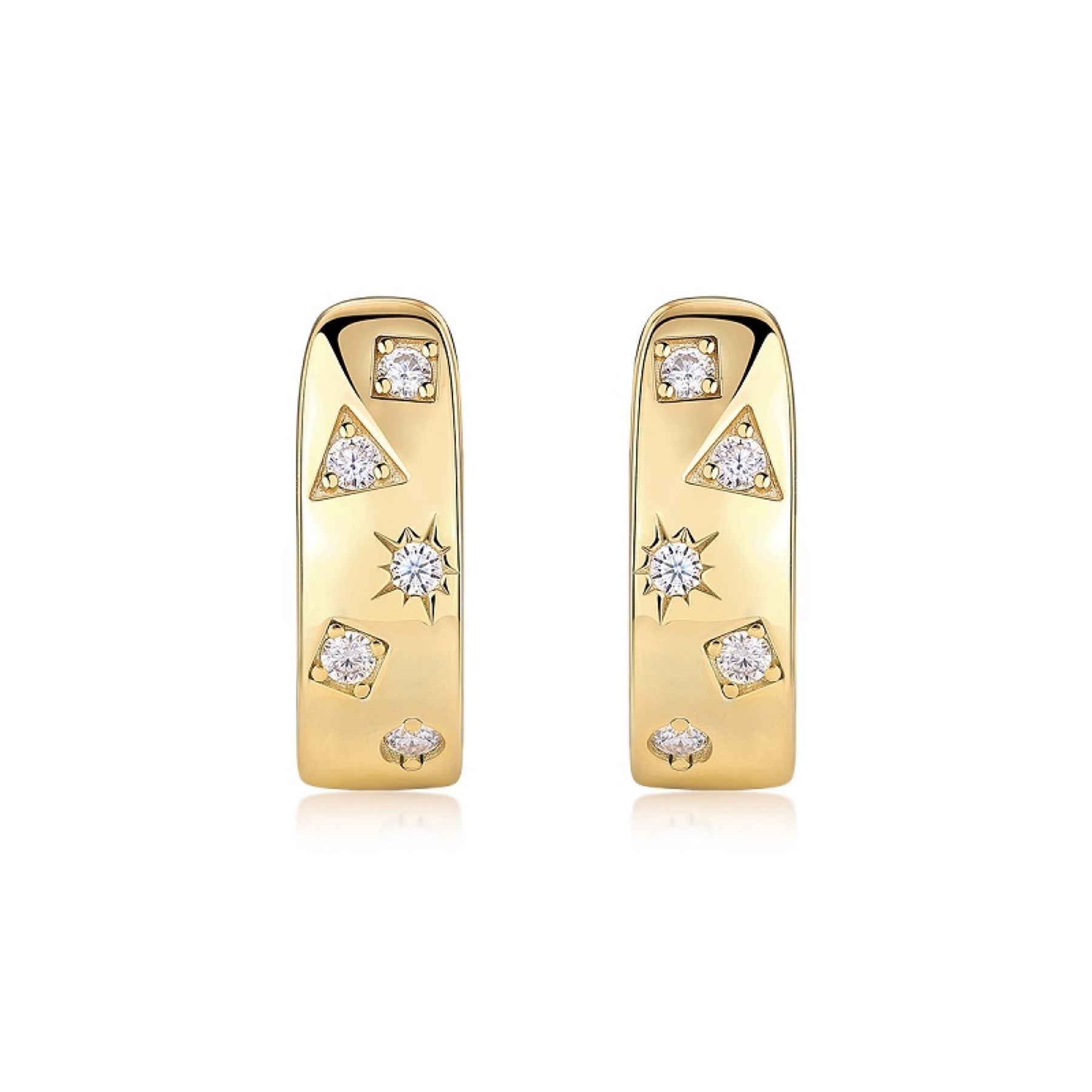 Cosmo Moissanite Huggie Hoop Earrings in Gold-Tone Sterling Silver