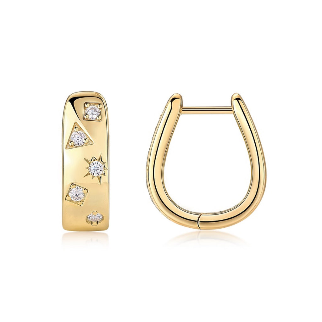 Cosmo Moissanite Huggie Hoop Earrings in Gold-Tone Sterling Silver