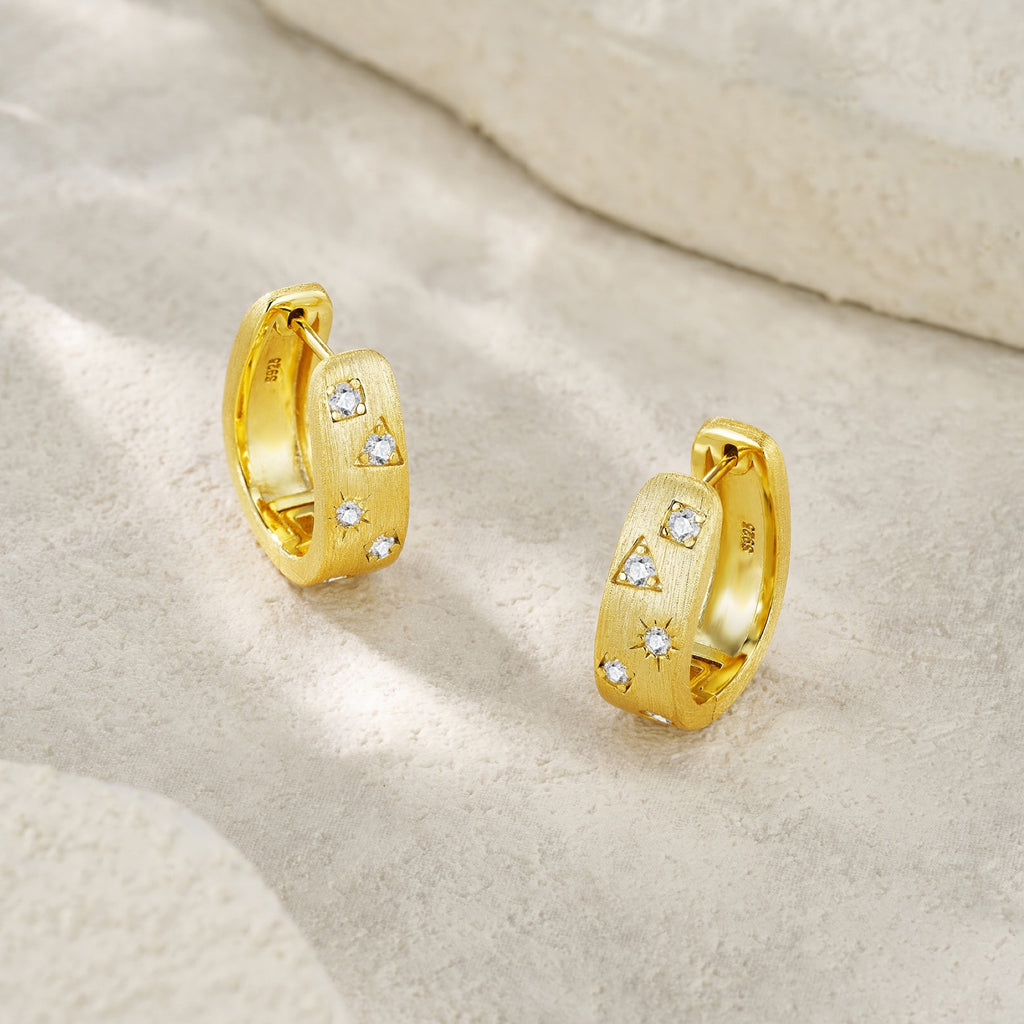 Cosmo Moissanite Huggie Hoop Earrings in Gold-Tone Sterling Silver