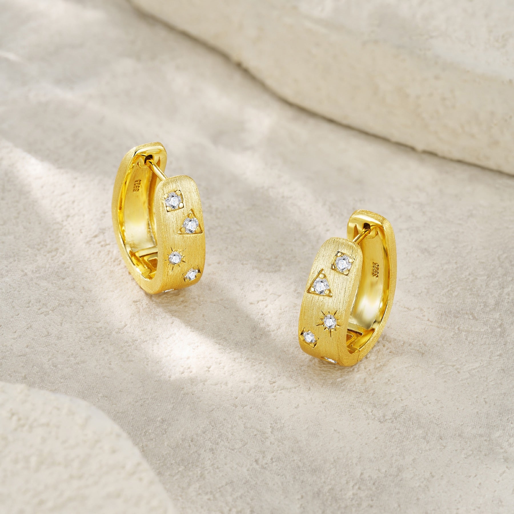 Cosmo Moissanite Huggie Hoop Earrings in Gold-Tone Sterling Silver