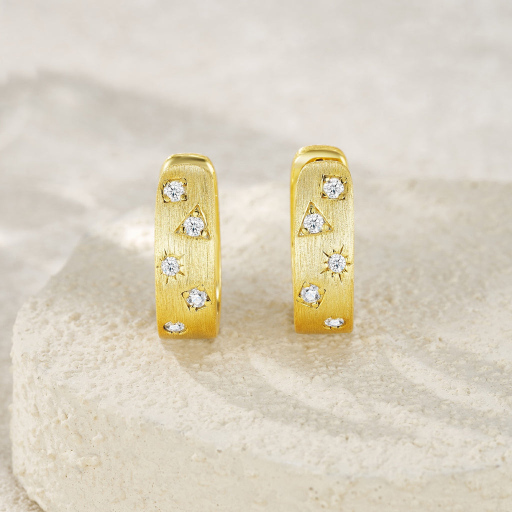 Cosmo Moissanite Huggie Hoop Earrings in Gold-Tone Sterling Silver