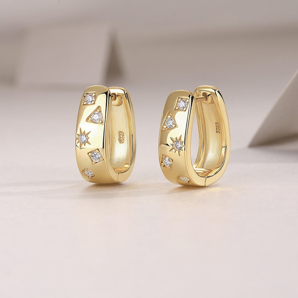 Cosmo Moissanite Huggie Hoop Earrings in Gold-Tone Sterling Silver