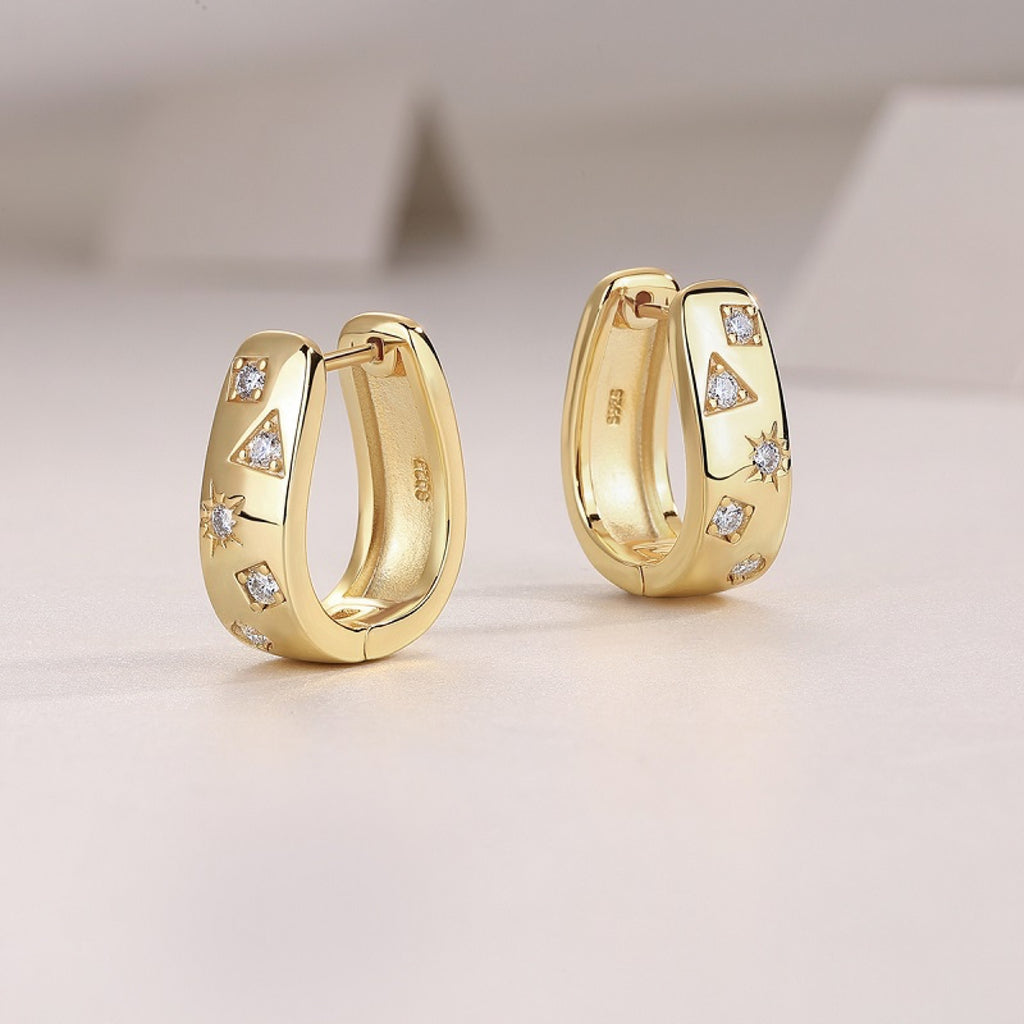 Cosmo Moissanite Huggie Hoop Earrings in Gold-Tone Sterling Silver
