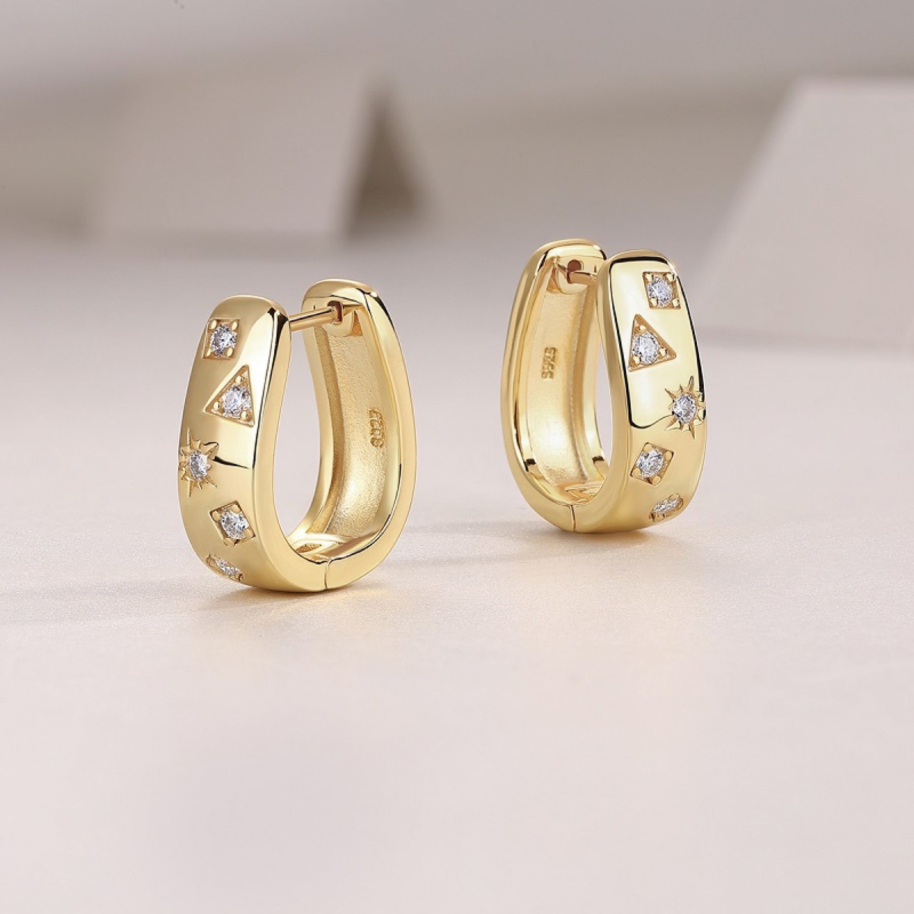 Cosmo Moissanite Huggie Hoop Earrings in Gold-Tone Sterling Silver