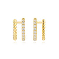 Perlina Moissanite Beaded Huggie Hoop Earrings in Gold-Tone Sterling Silver