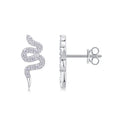 Serpent Moissanite Snake Ear Climber Earrings in Sterling Silver