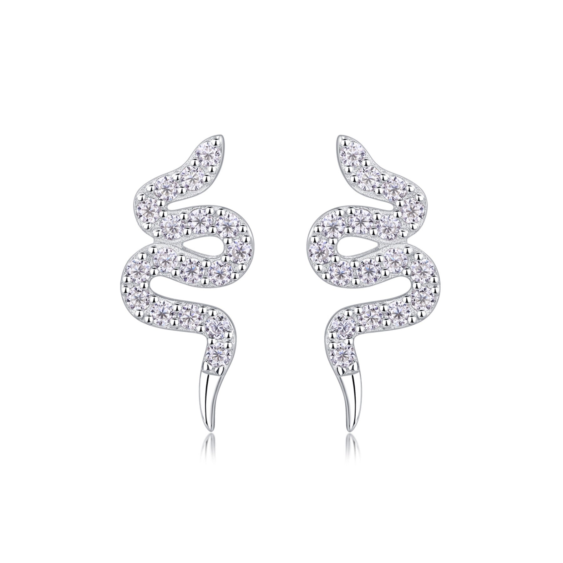 Serpent Moissanite Snake Ear Climber Earrings in Sterling Silver