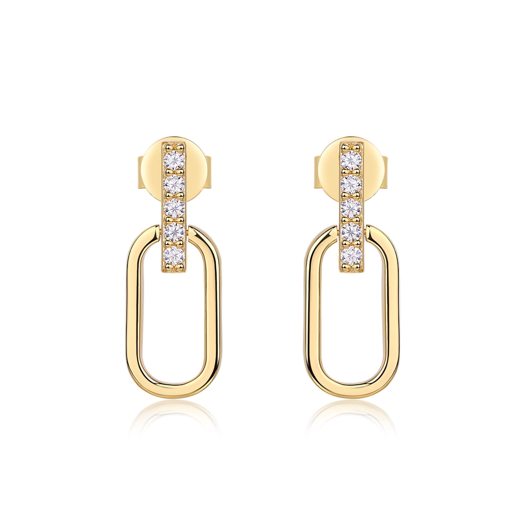 Maillon Moissanite Link Drop Huggie Earrings in Gold-Tone Sterling Silver