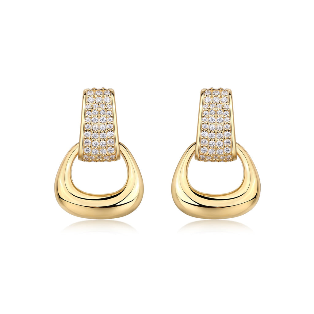 Cavallo Moissanite Horsebit Drop Huggie Earrings in Gold-Tone Sterling Silver