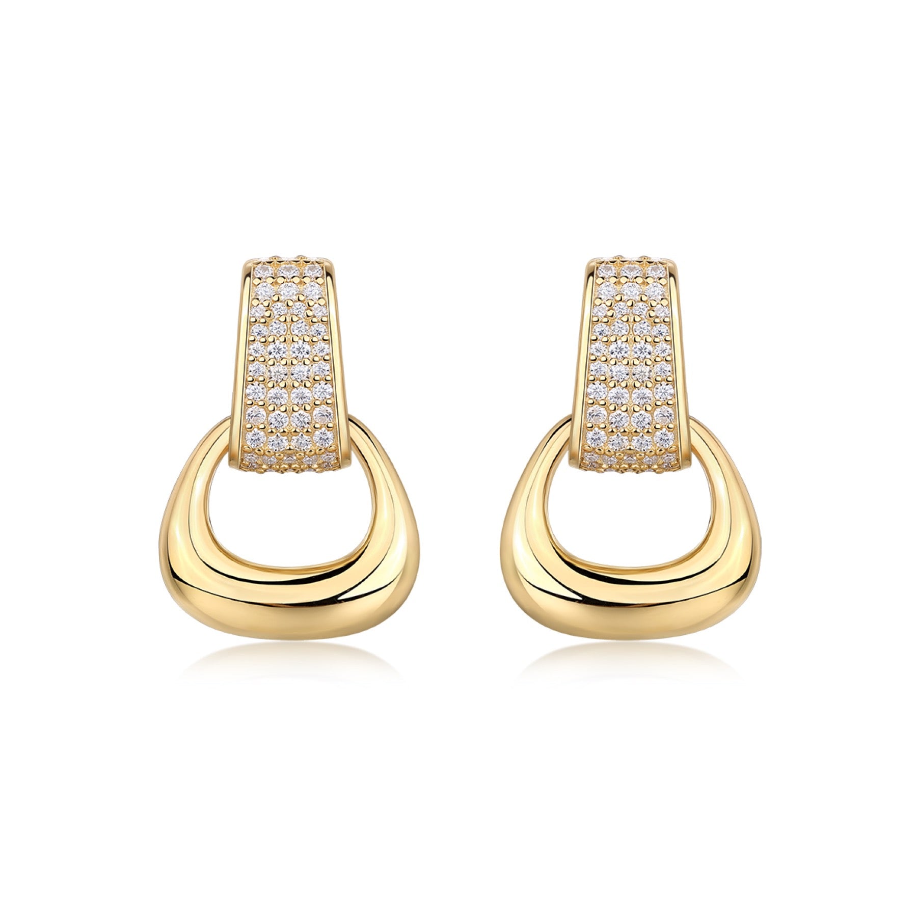 Cavallo Moissanite Horsebit Drop Huggie Earrings in Gold-Tone Sterling Silver