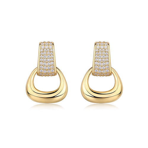 Cavallo Moissanite Horsebit Drop Huggie Earrings in Gold-Tone Sterling Silver