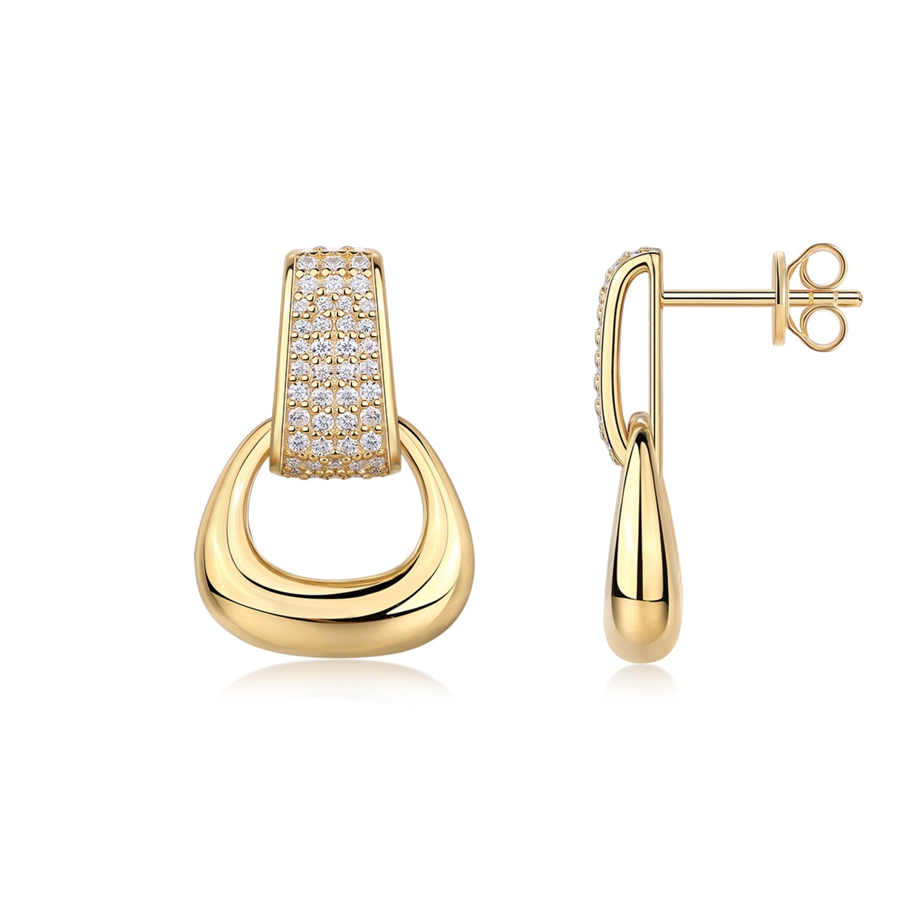 Cavallo Moissanite Horsebit Drop Huggie Earrings in Gold-Tone Sterling Silver
