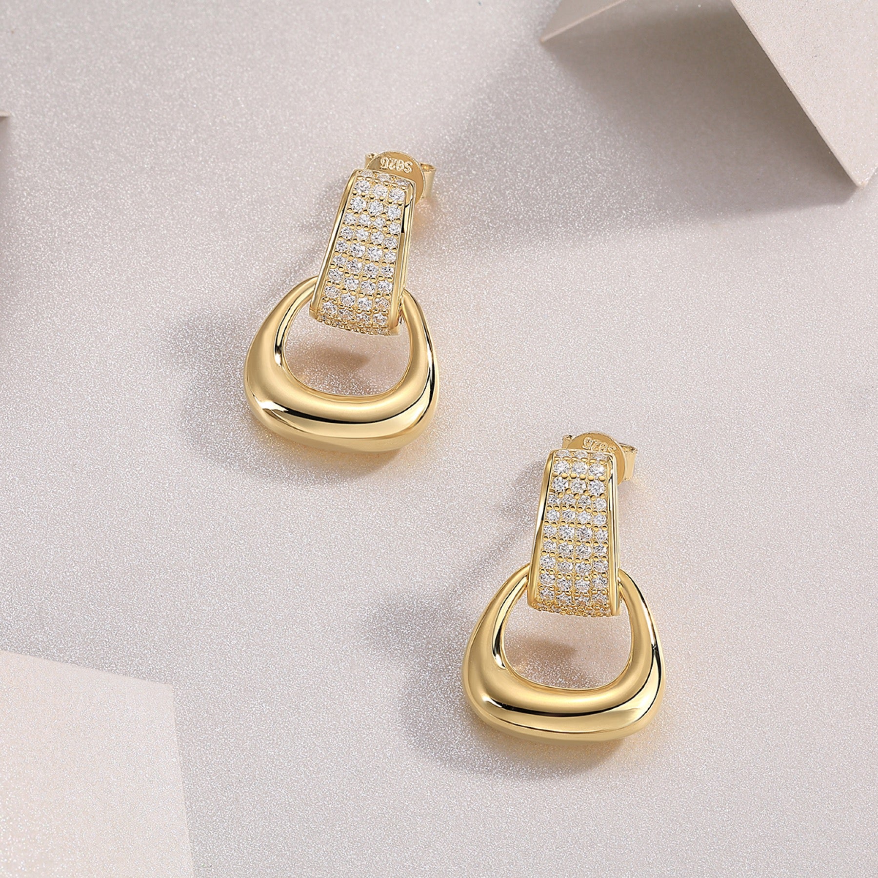 Cavallo Moissanite Horsebit Drop Huggie Earrings in Gold-Tone Sterling Silver
