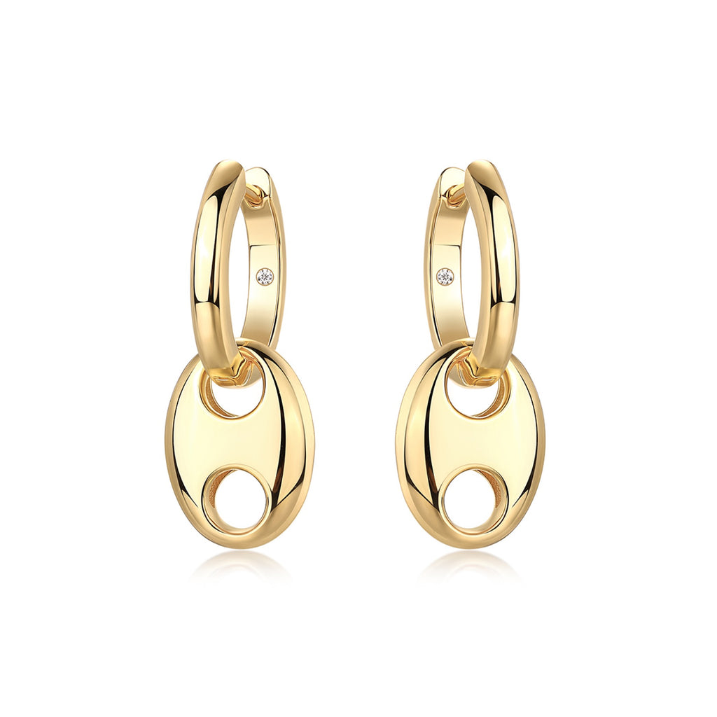 Ancora Moissanite Mariner Link Drop Earrings in Gold-Tone Sterling Silver