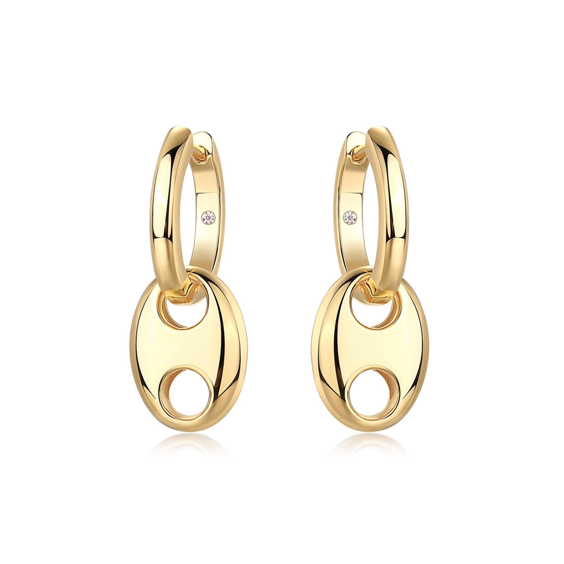 Ancora Moissanite Mariner Link Drop Earrings in Gold-Tone Sterling Silver