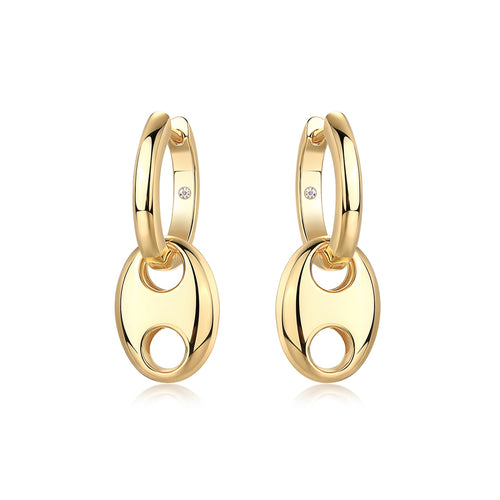 Ancora Moissanite Mariner Link Drop Earrings in Gold-Tone Sterling Silver