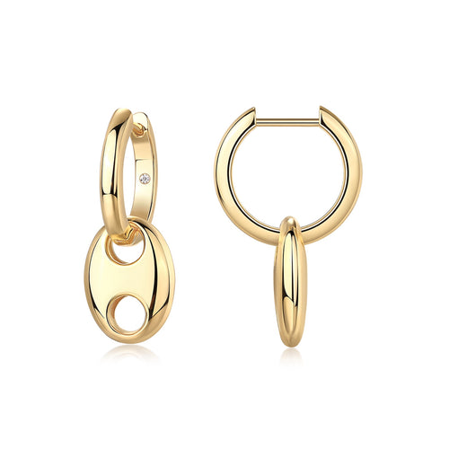 Ancora Moissanite Mariner Link Drop Earrings in Gold-Tone Sterling Silver