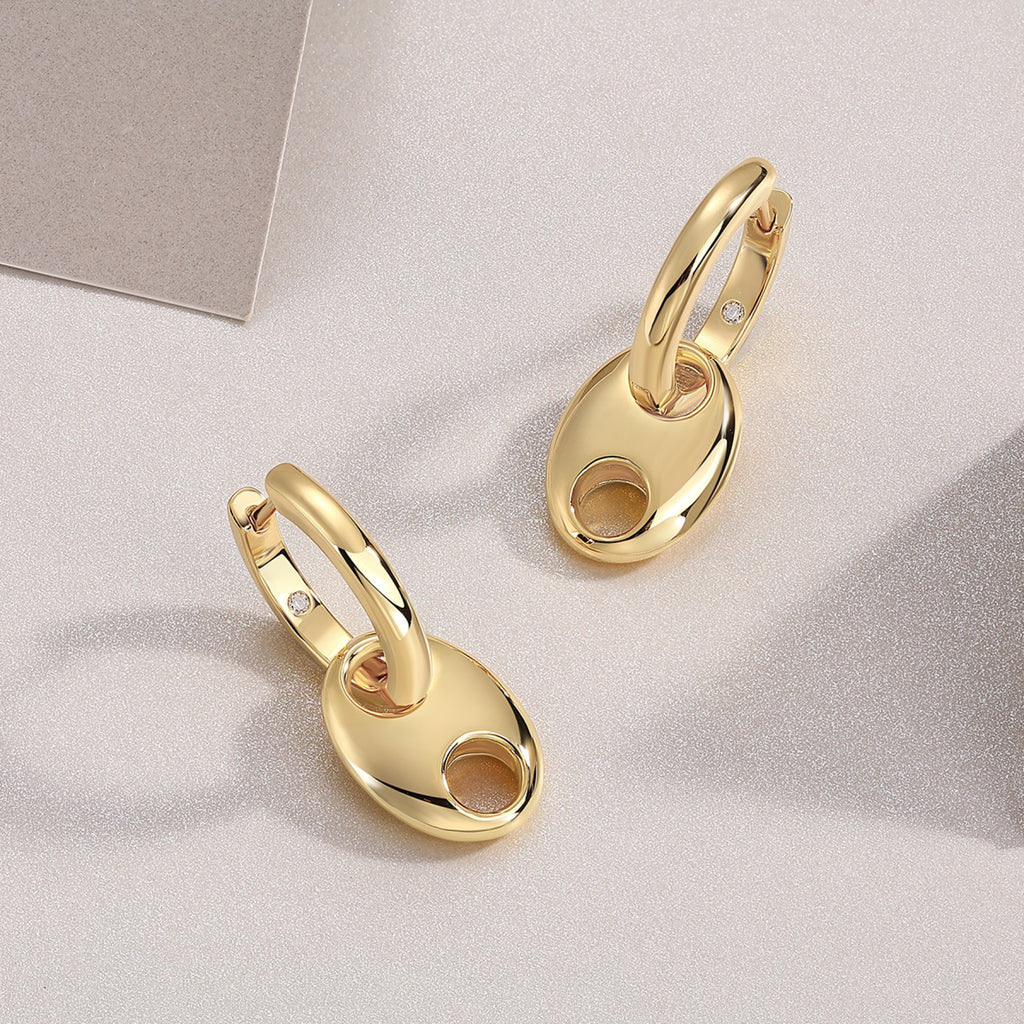 Ancora Moissanite Mariner Link Drop Earrings in Gold-Tone Sterling Silver