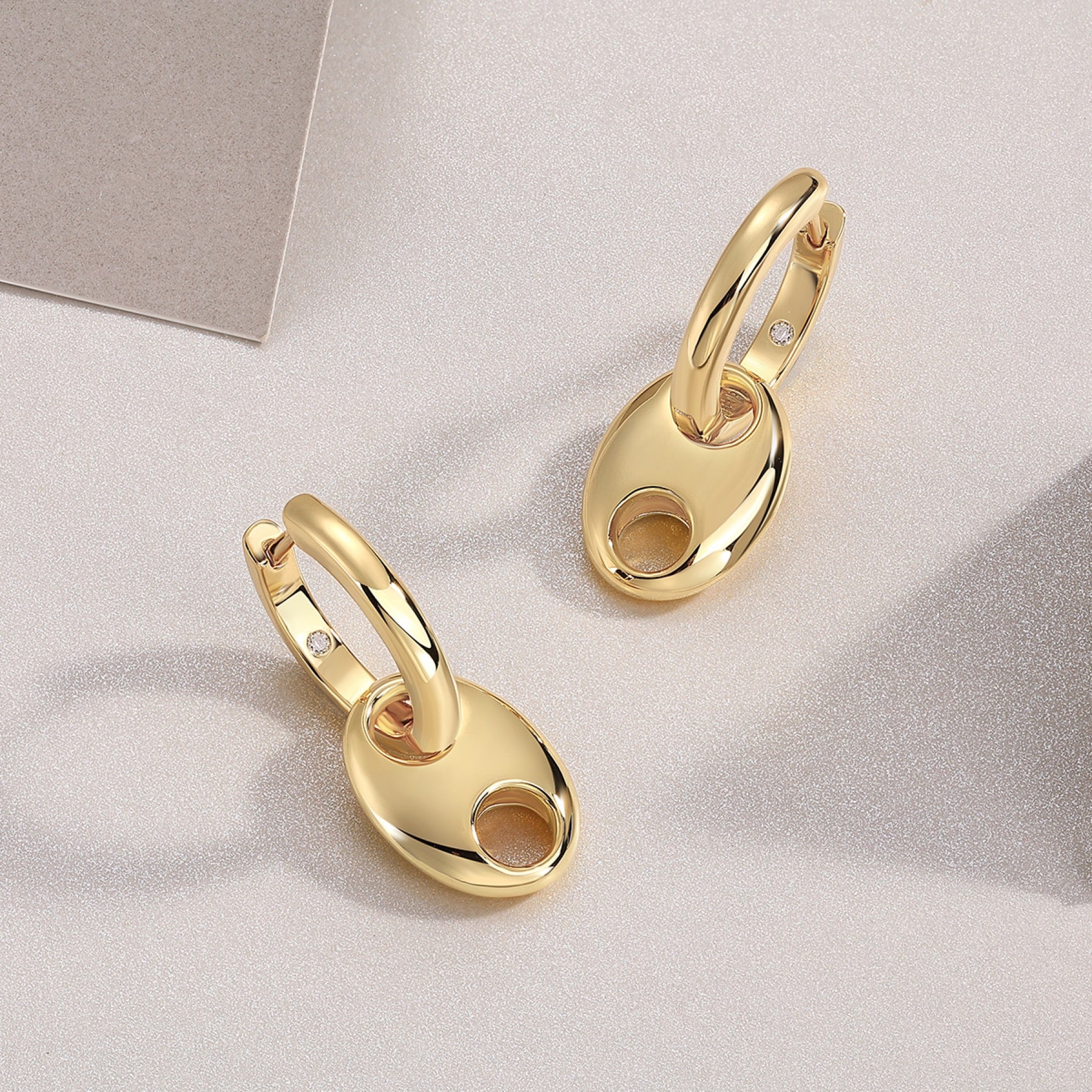 Ancora Moissanite Mariner Link Drop Earrings in Gold-Tone Sterling Silver