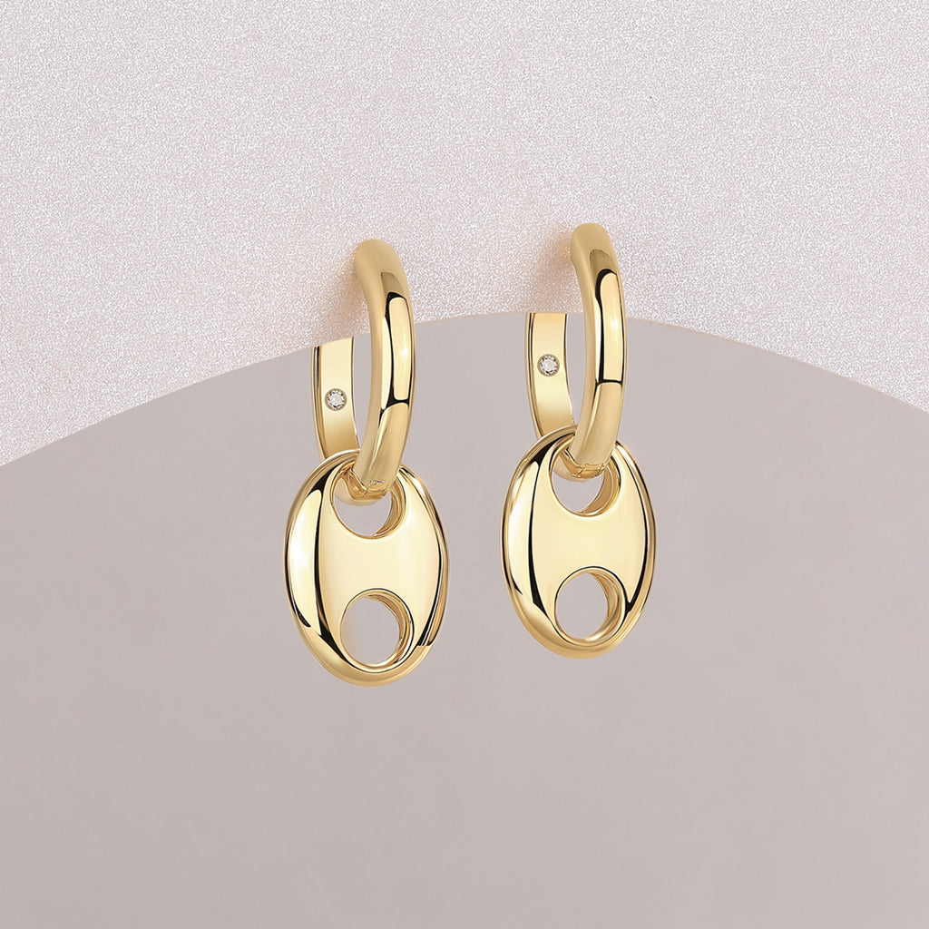 Ancora Moissanite Mariner Link Drop Earrings in Gold-Tone Sterling Silver