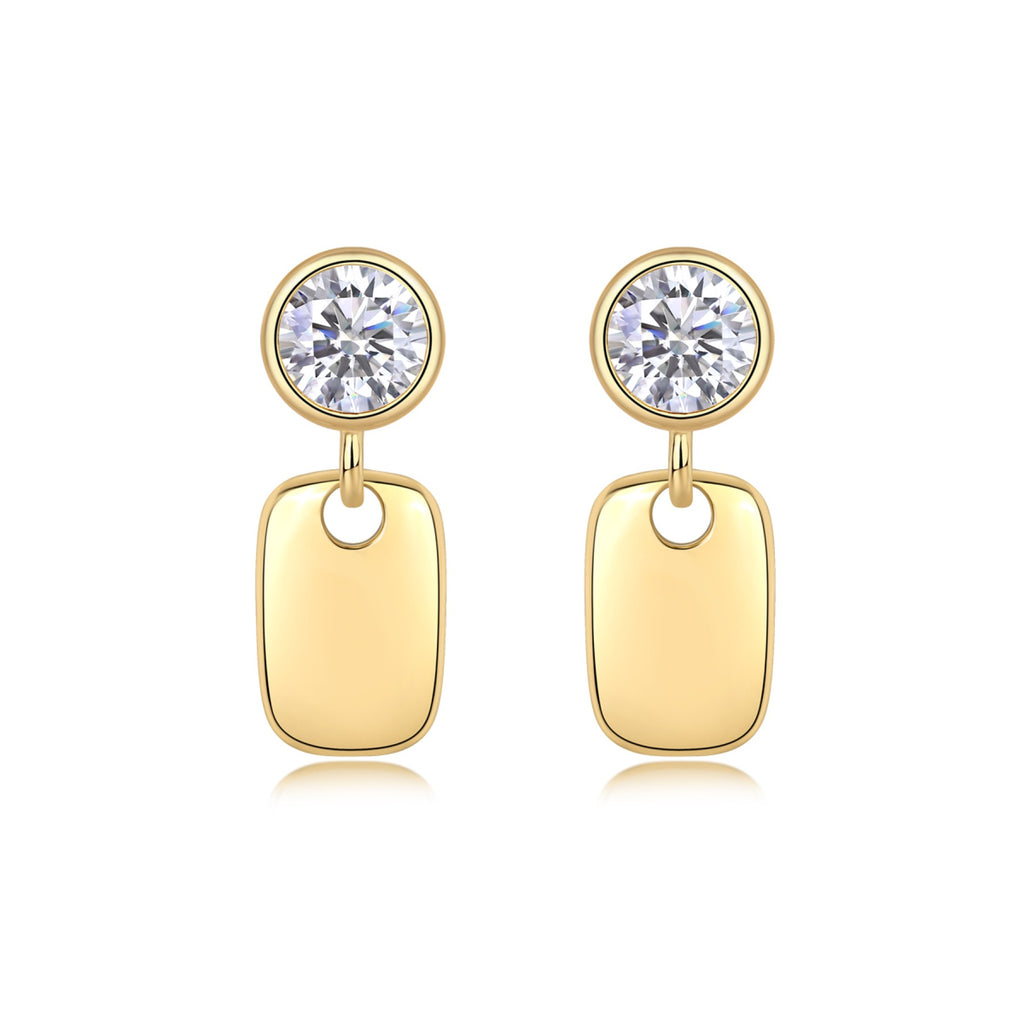 Tessera 1 Carat Moissanite Drop Huggie Earrings in Gold-Tone Sterling Silver